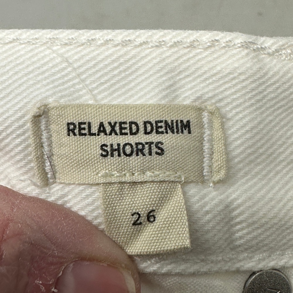 Madewell Relaxed Denim Shorts White Frayed Hem Button Fly Womens‎ Size 26 - Picture 4 of 12